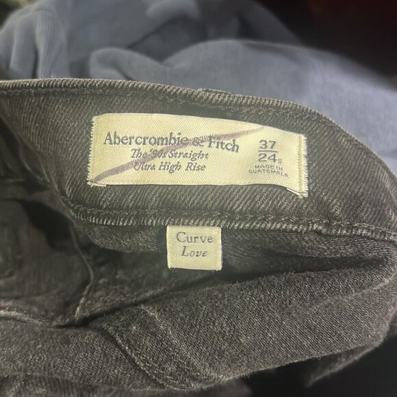 Abercrombie The '90s Straight Ultra High Rise Jeans Black CURVE LOVE Size 37 24S - Picture 9 of 16